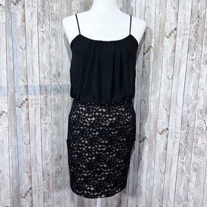 Women's Sweet Storm Dress | Spaghetti Strap | Large | Knee Length | Black | Lace